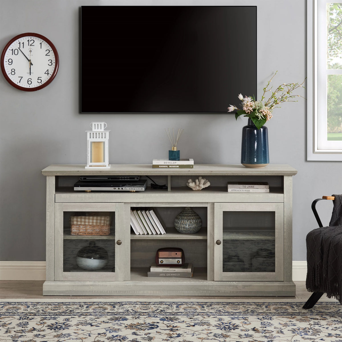 Espresso TV Stand with Storage and Cabinet U416798