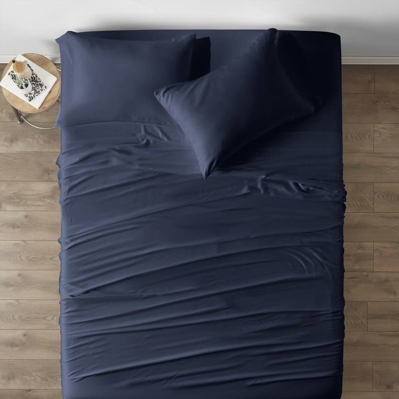 Bamboo 4 Piece California King White Bed Sheet Set G389