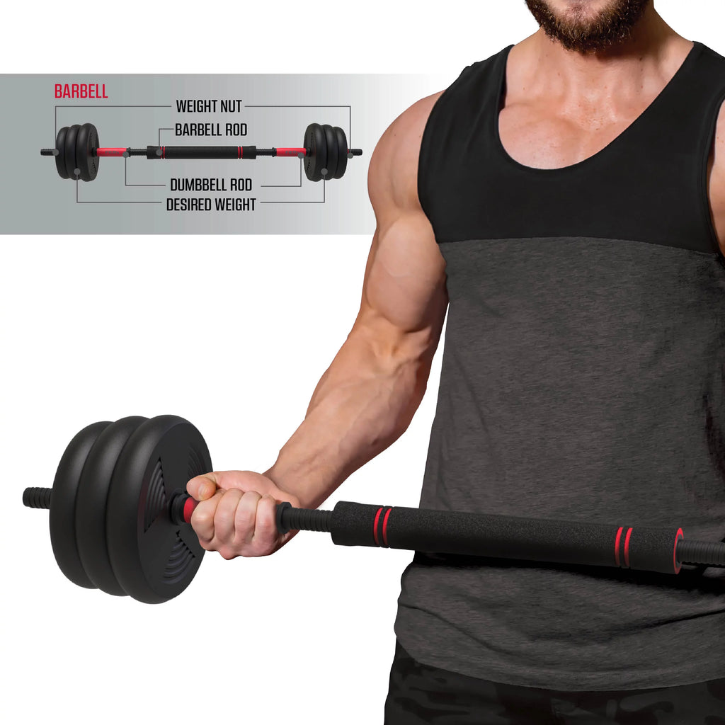 60 lbs. 4-in-1 Adjustable Dumbbell, Barbell, and Kettlebell Weight Set W3024