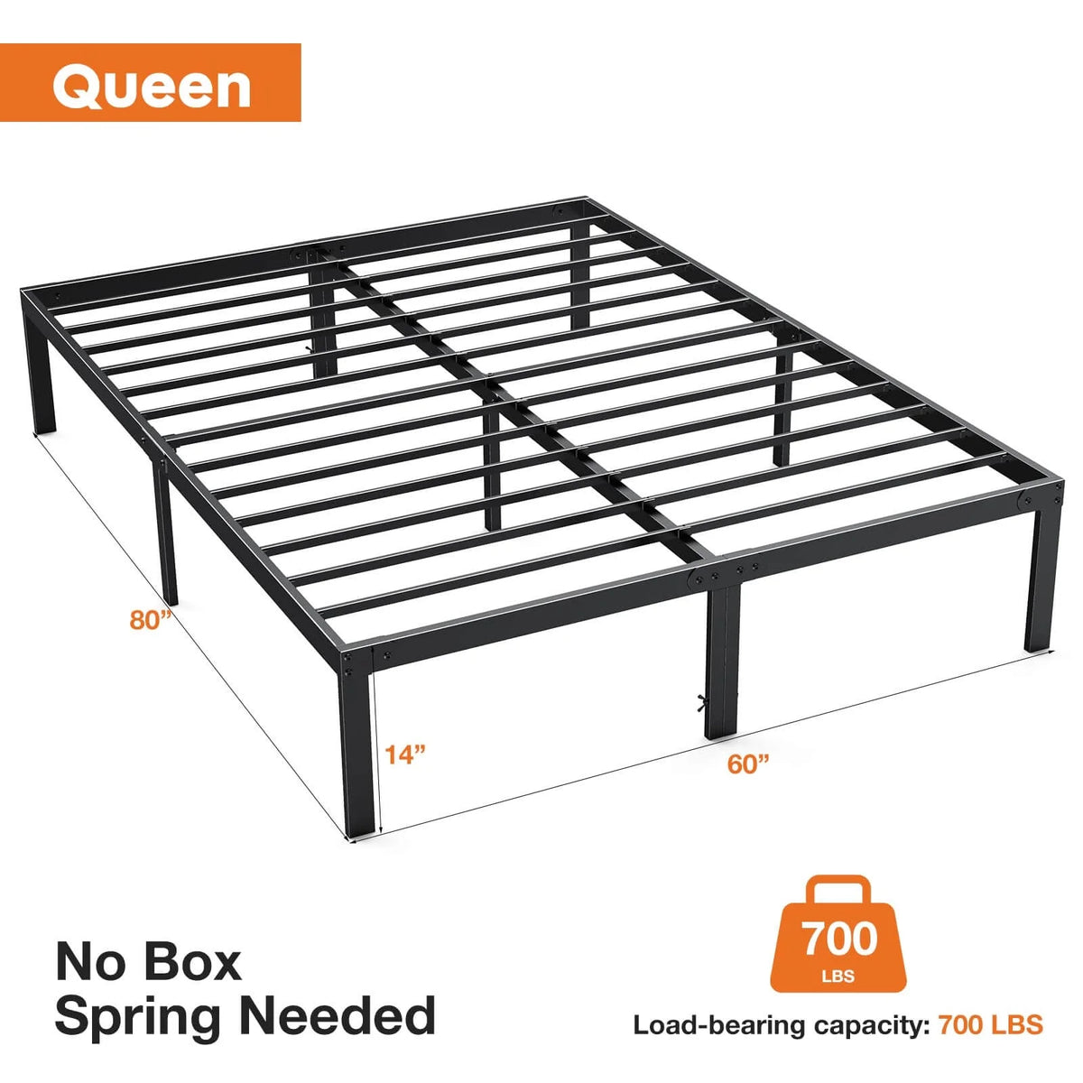 Queen Storage Metal Platform Bed Frame R1634