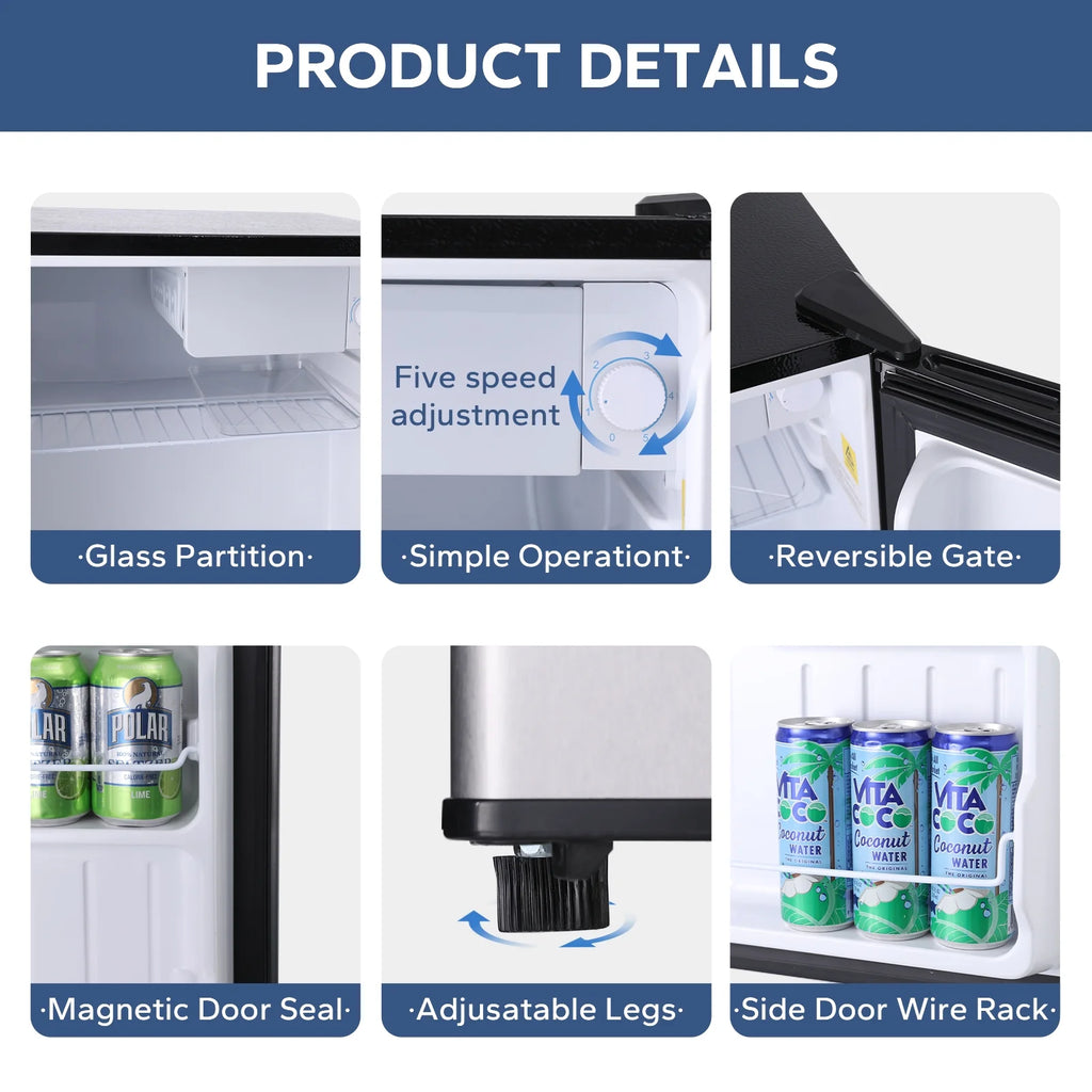 1.6 Cu.ft Silver Mini Fridge with Freezer X106374