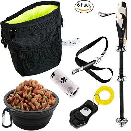 Dog Training Treat Pouch, Clicker, Doorbells, Collapsible Bowl P2663