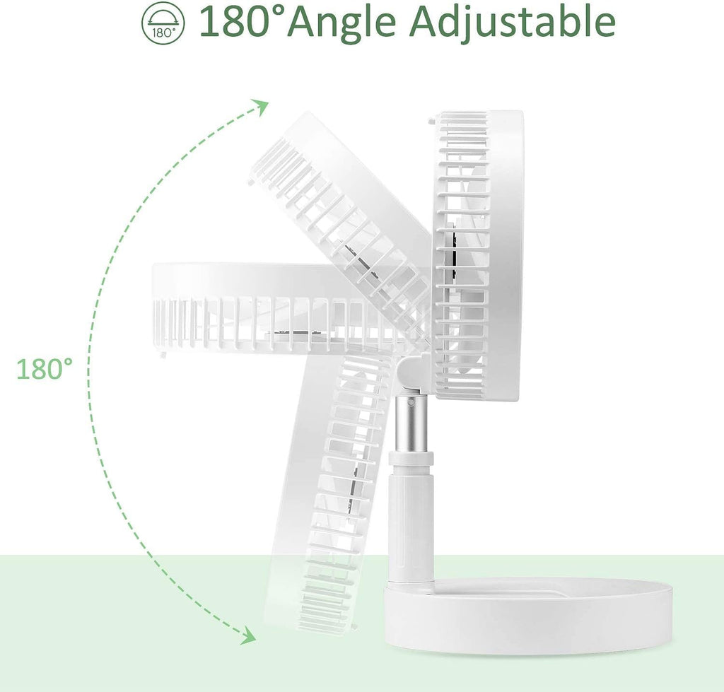 Portable Foldable Standing Fan with Remote, 7200mah USB Quiet Fan, White W5148
