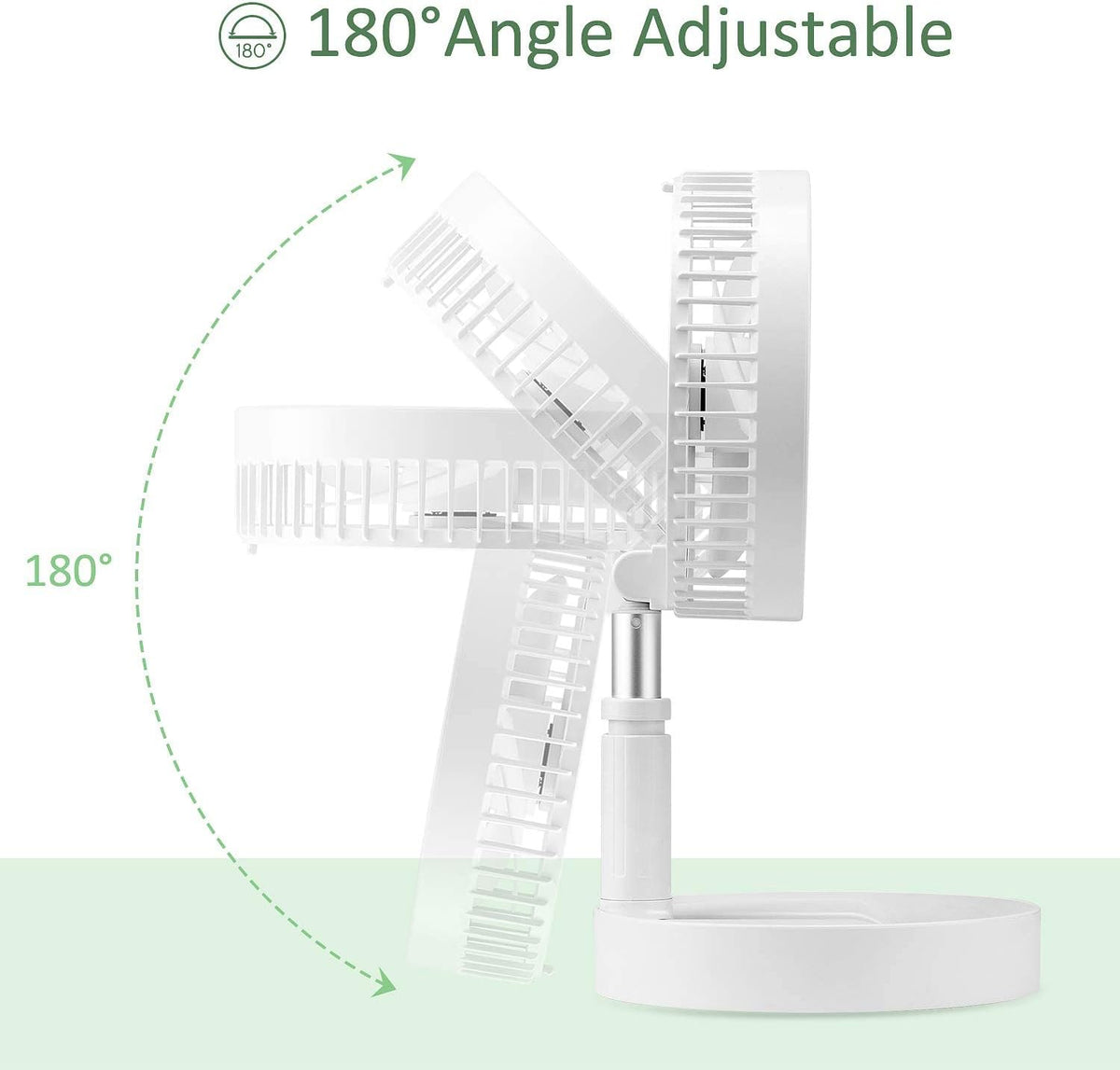 Portable Foldable Standing Fan with Remote, 7200mah USB Quiet Fan, White W5148