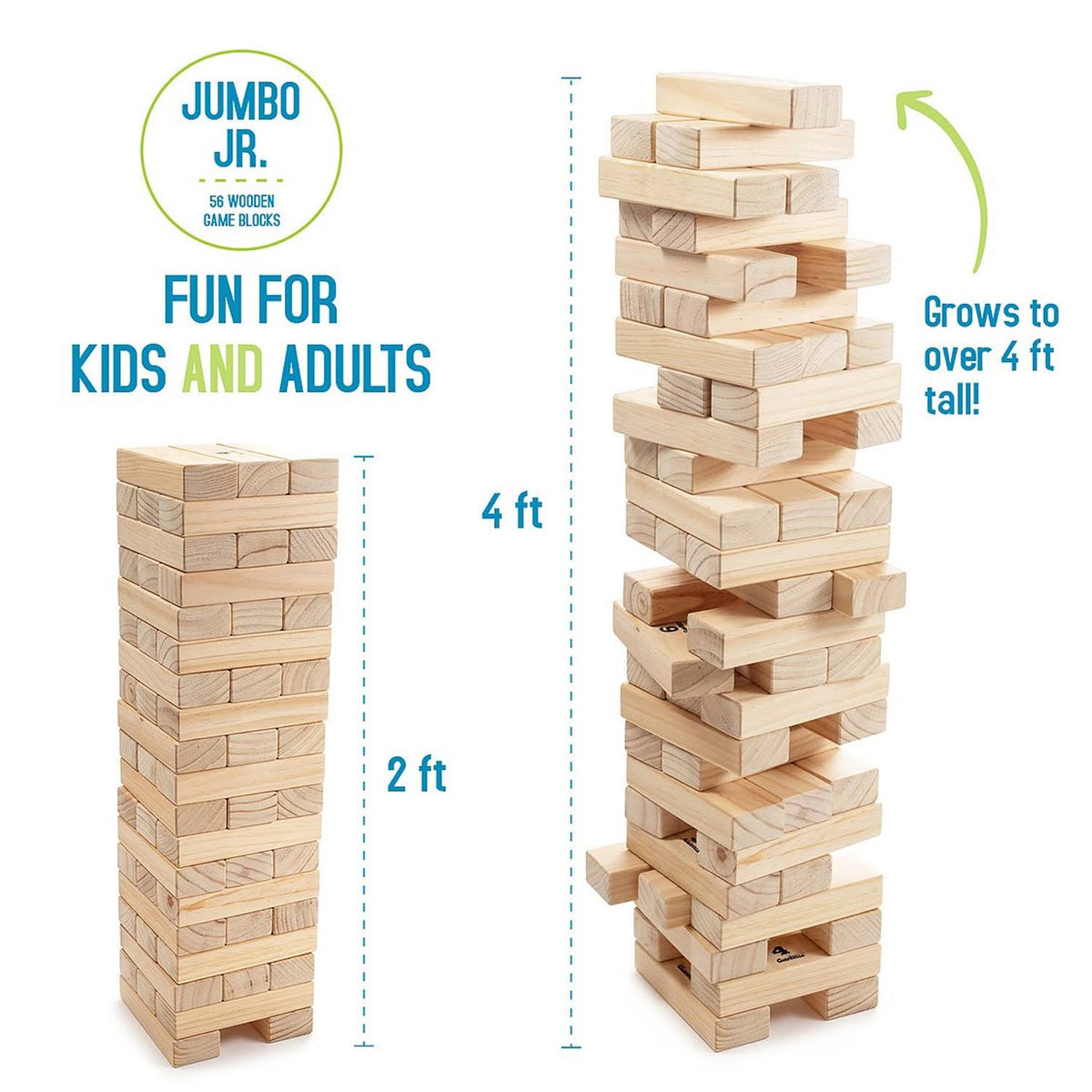 Wooden Blocks Floor Game, 56 Pieces, Pine Wood, Carry Bag Z13897