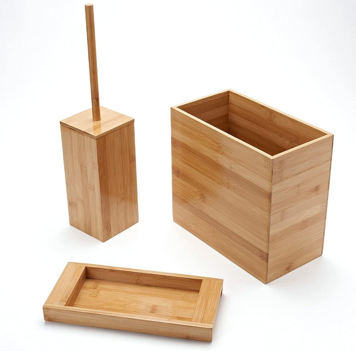Bamboo Bathroom Trash Can 3 Piece Set A971