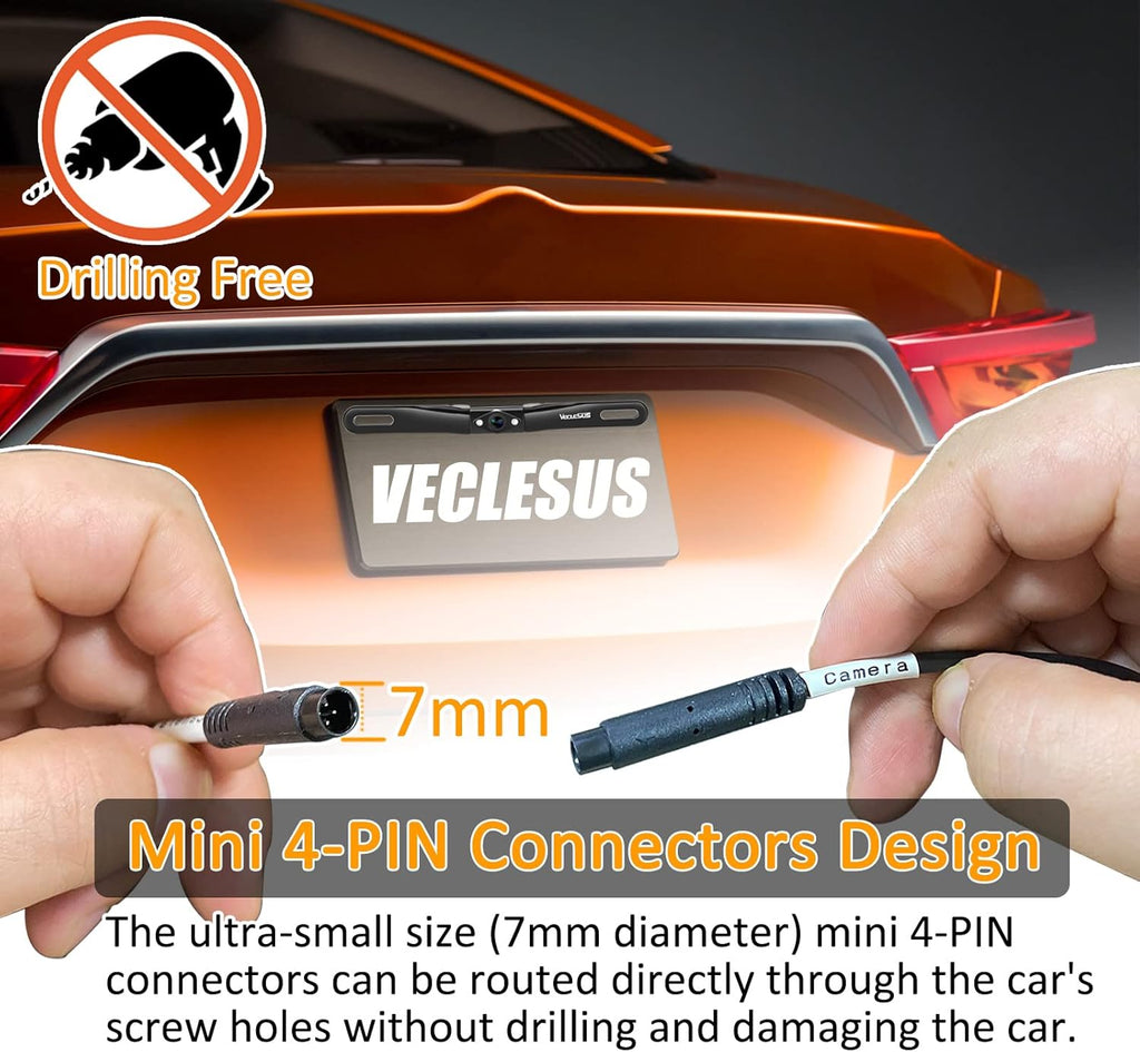 Wired Car Backup Camera Kit with 4.3 in Mirror Clip-on Monitor C117