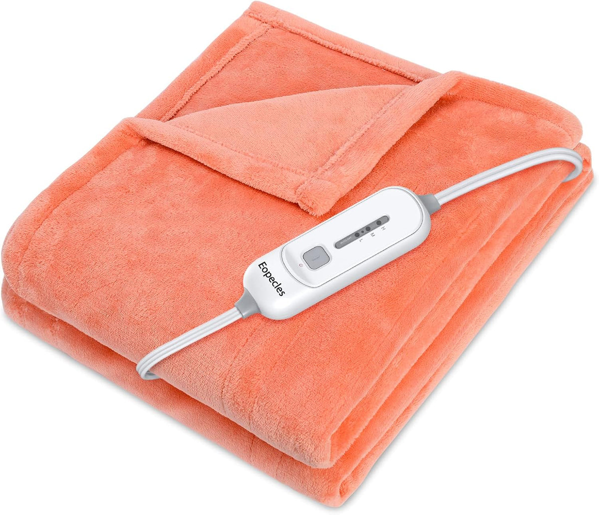 Pink 50x60 Inch Reversible Flannel Heated Throw Y674