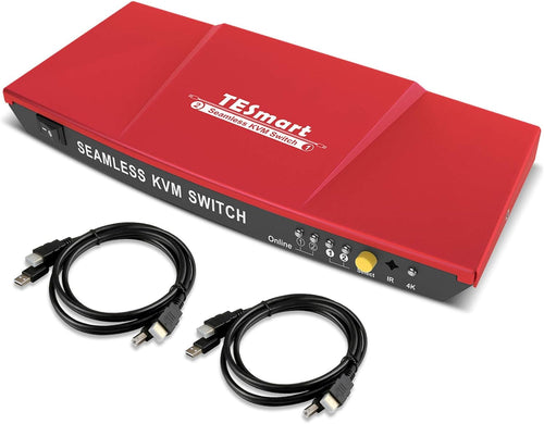 2 Port HDMI KVM Switch 2x1 USB 2.0 4K@60Hz with 2 Pcs 5ft KVM Cables Black L707801