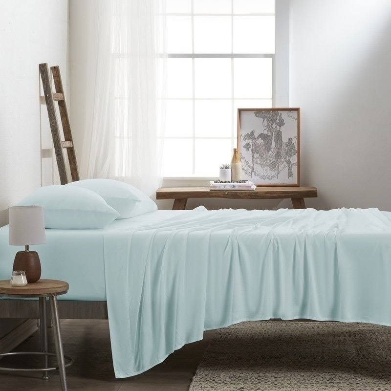Bamboo 4 Piece California King White Bed Sheet Set G389