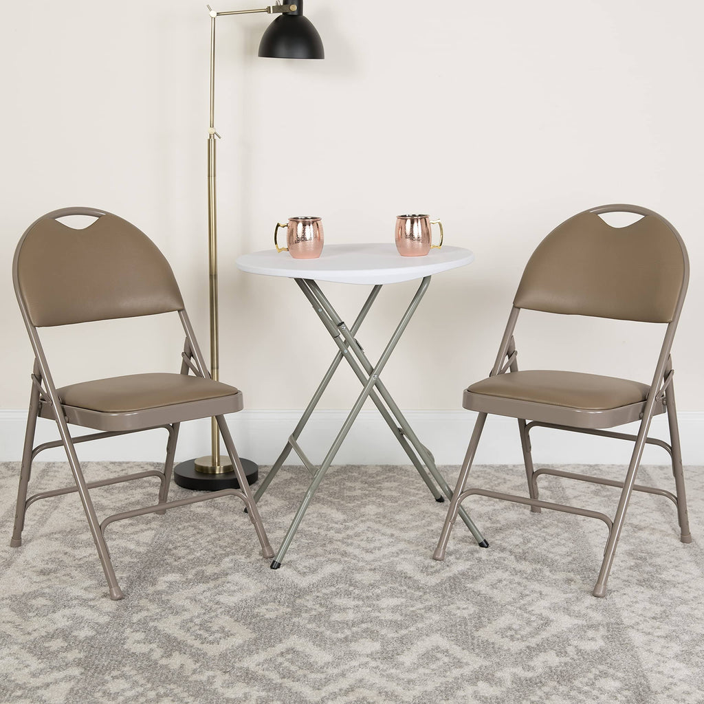 Beige Vinyl Metal Folding Chair O513950