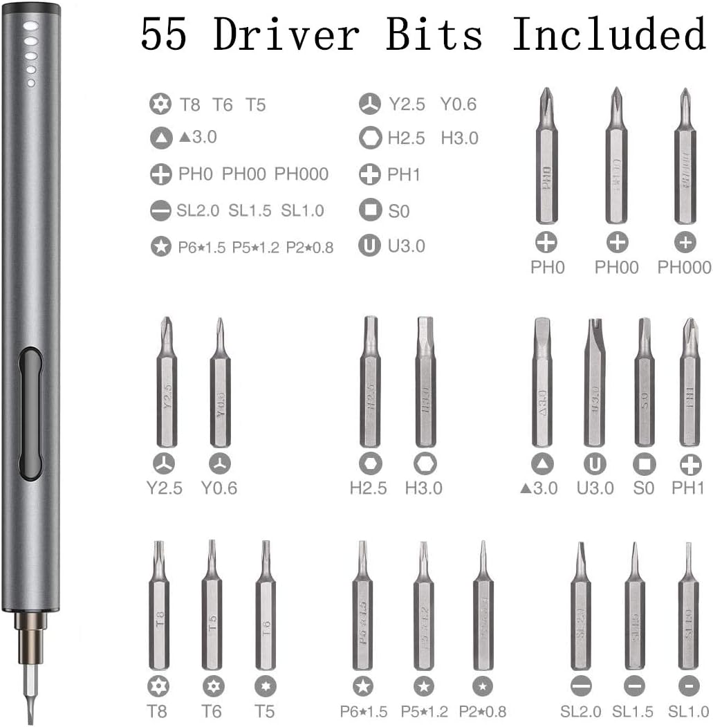 Mini Electric Precision Screwdriver with 55 Driver Bits M218769