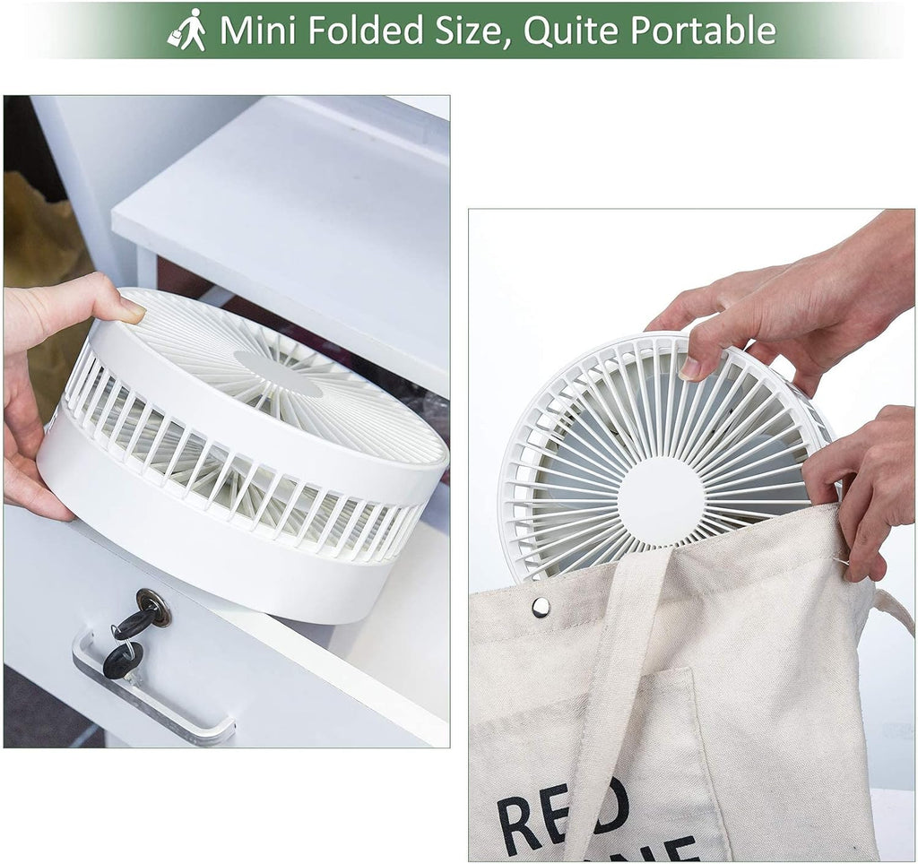 Portable Foldable Standing Fan with Remote, 7200mah USB Quiet Fan, White W5148