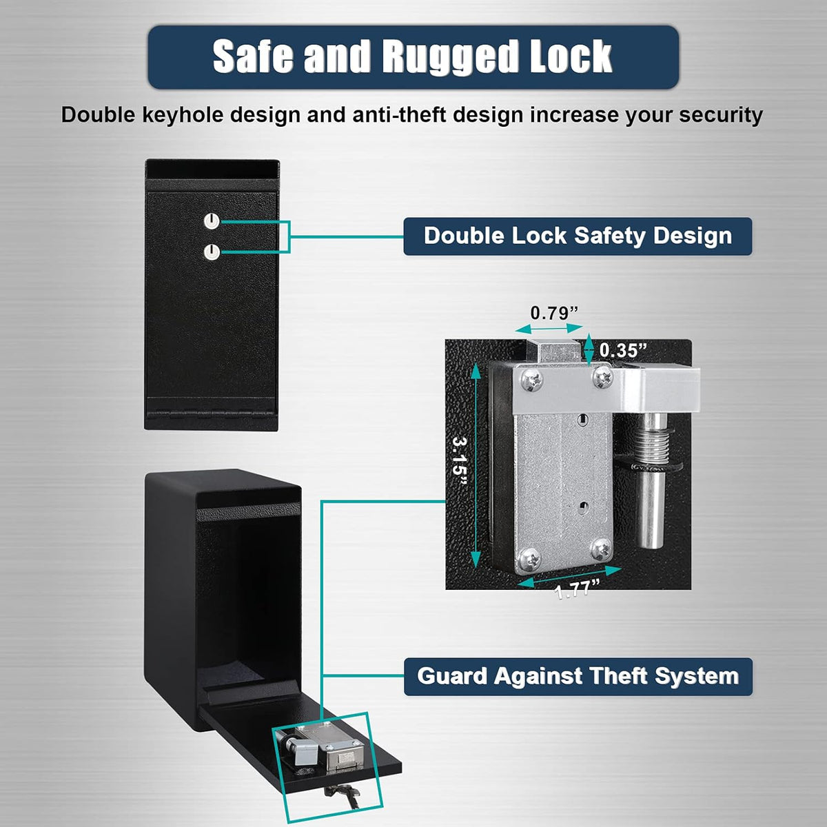 Dual Key Lock Anti-theft Drop Slot Steel Safe, Matte Black G57002