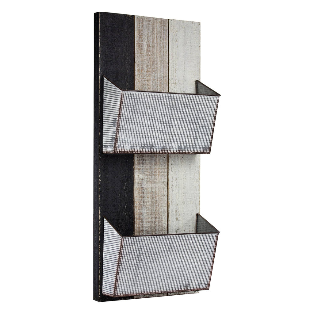 Wood and Metal Wall Hanging Magazine Rack E776574