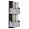 Wood and Metal Wall Hanging Magazine Rack E776574