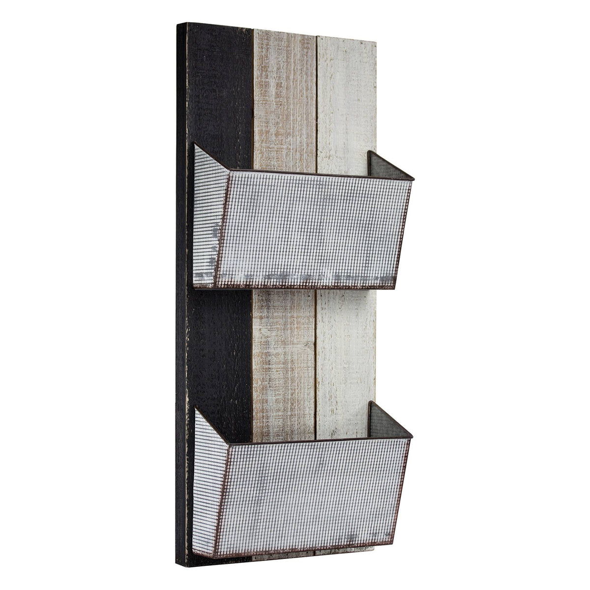 Wood and Metal Wall Hanging Magazine Rack E776574