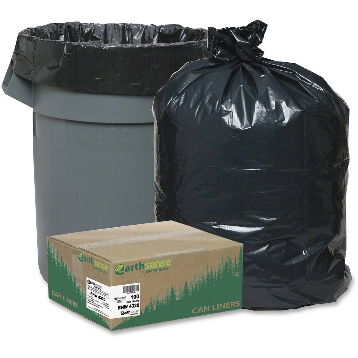 Black 56gal 2mil Recycled Can Liners D2529