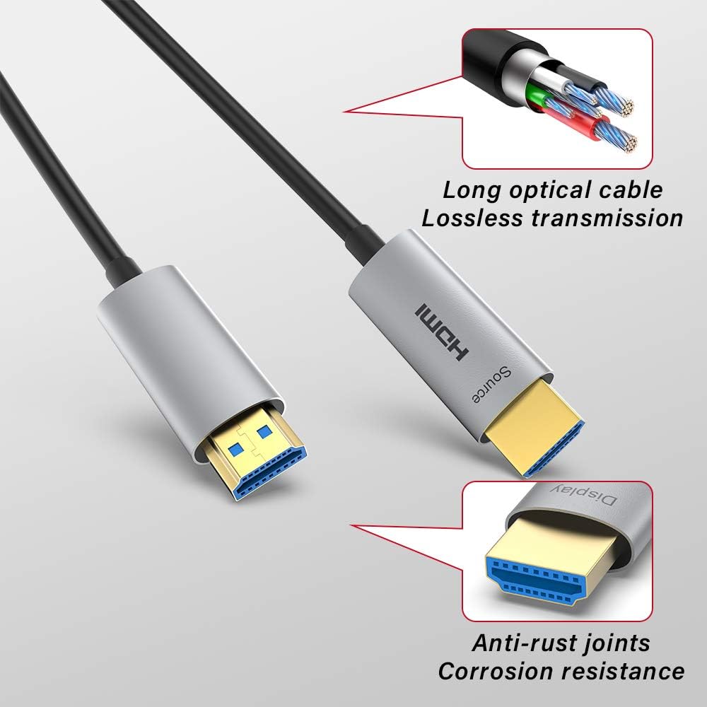 Fiber Optic HDMI Cable 15ft 4K@60Hz HDR ARC 18Gbps W821086