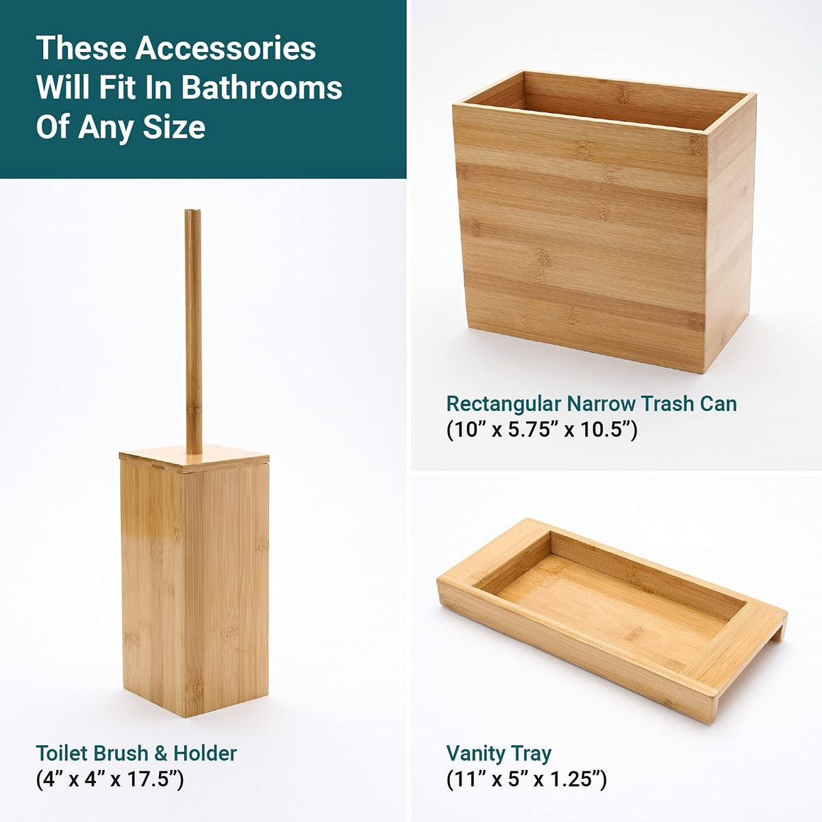 Bamboo Bathroom Trash Can 3 Piece Set A971