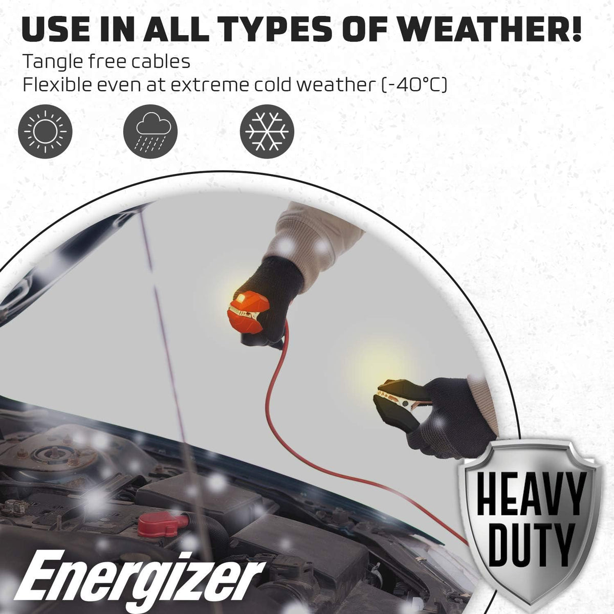 Heavy Duty Jumper Cables with LED Lights and Carrying Bag C9227