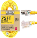 75 Ft 10 Gauge Yellow Heavy Duty Extension Cord V1900