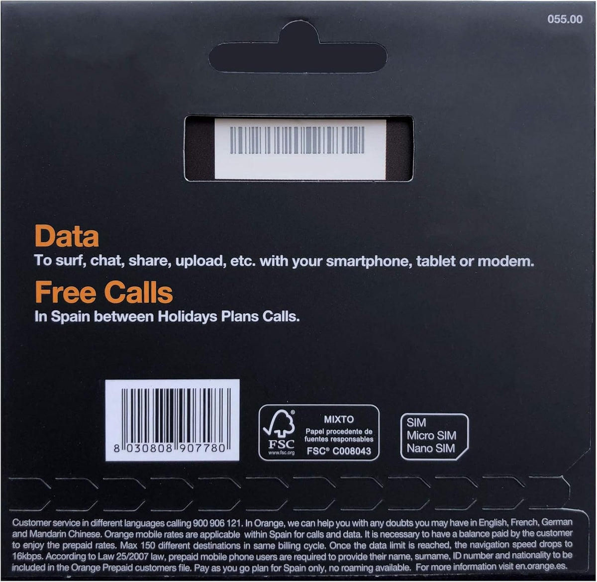 Orange Prepaid SIM Card 60 GB Pack of 2 U8407
