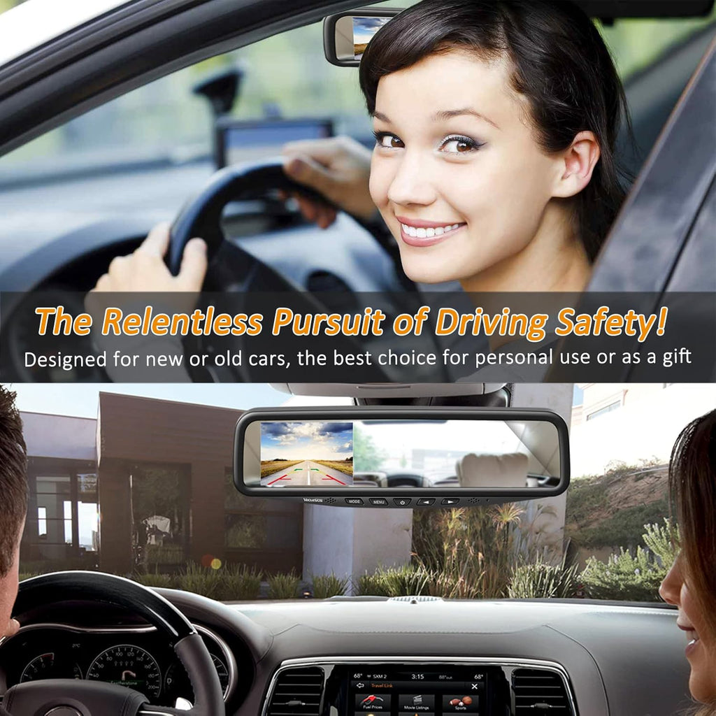 Wired Car Backup Camera Kit with 4.3 in Mirror Clip-on Monitor C117