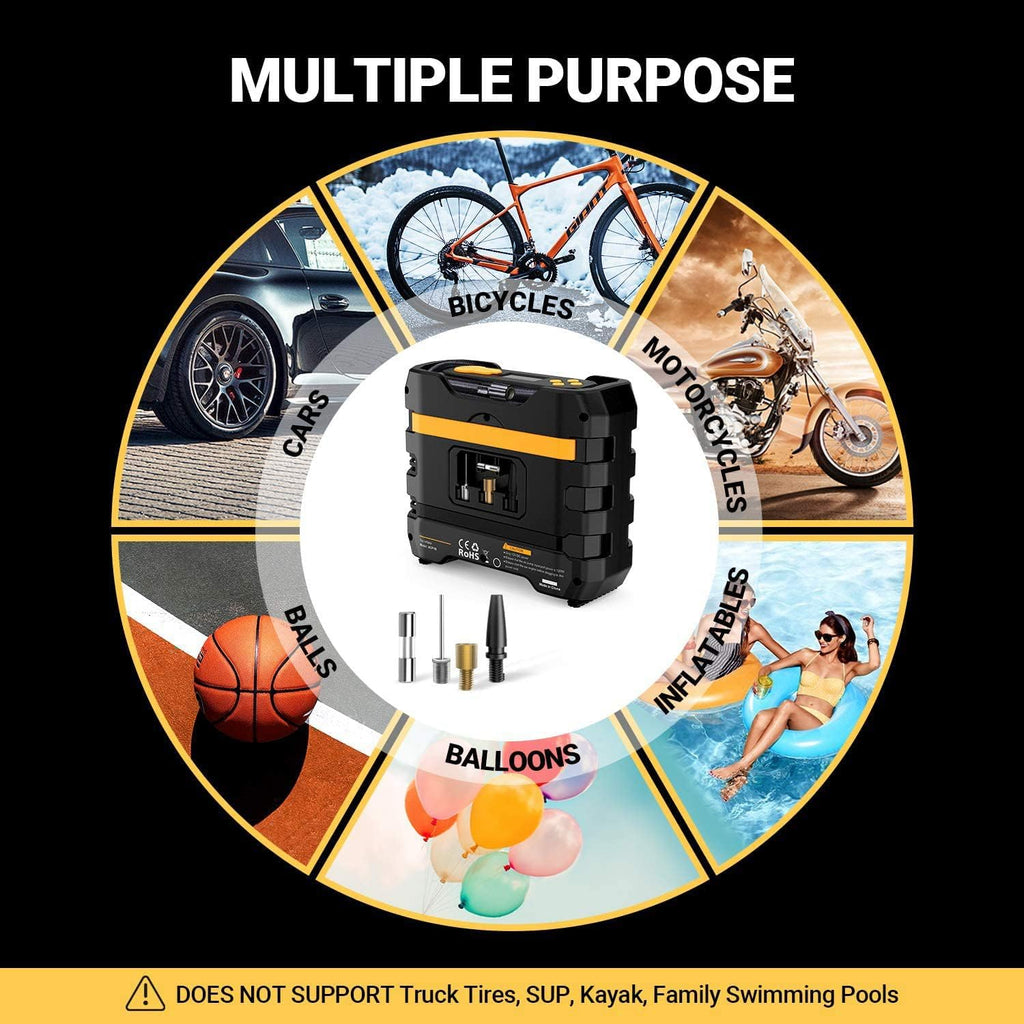 12V DC Portable Air Compressor Tire Inflator E208