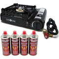 Duel Fuel Camp Stove and Butane Fuel 4-piece Bundle A6005