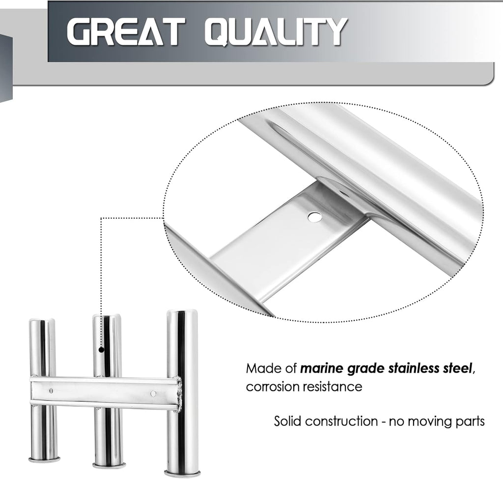 Wall-Mounted 316 Stainless Steel Rod Holder Pack of 2 Y3742