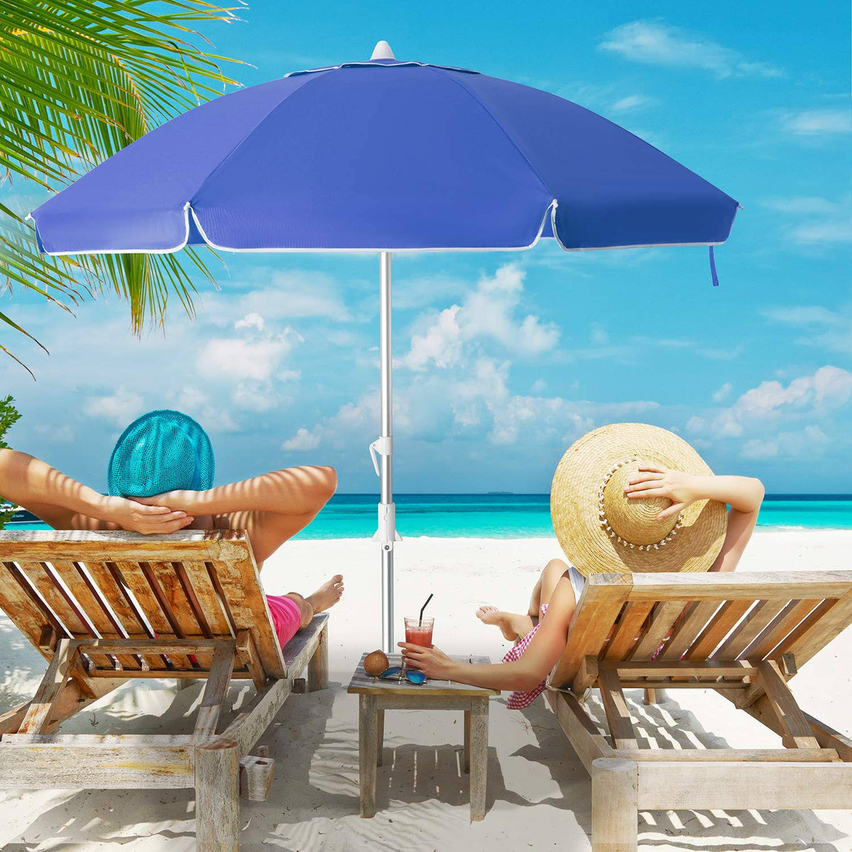 6.5ft Beach Umbrella with Sand Anchor and Tilt Z200