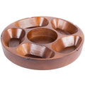 6 Compartment Carved Wooden Appetizer Platter P1953