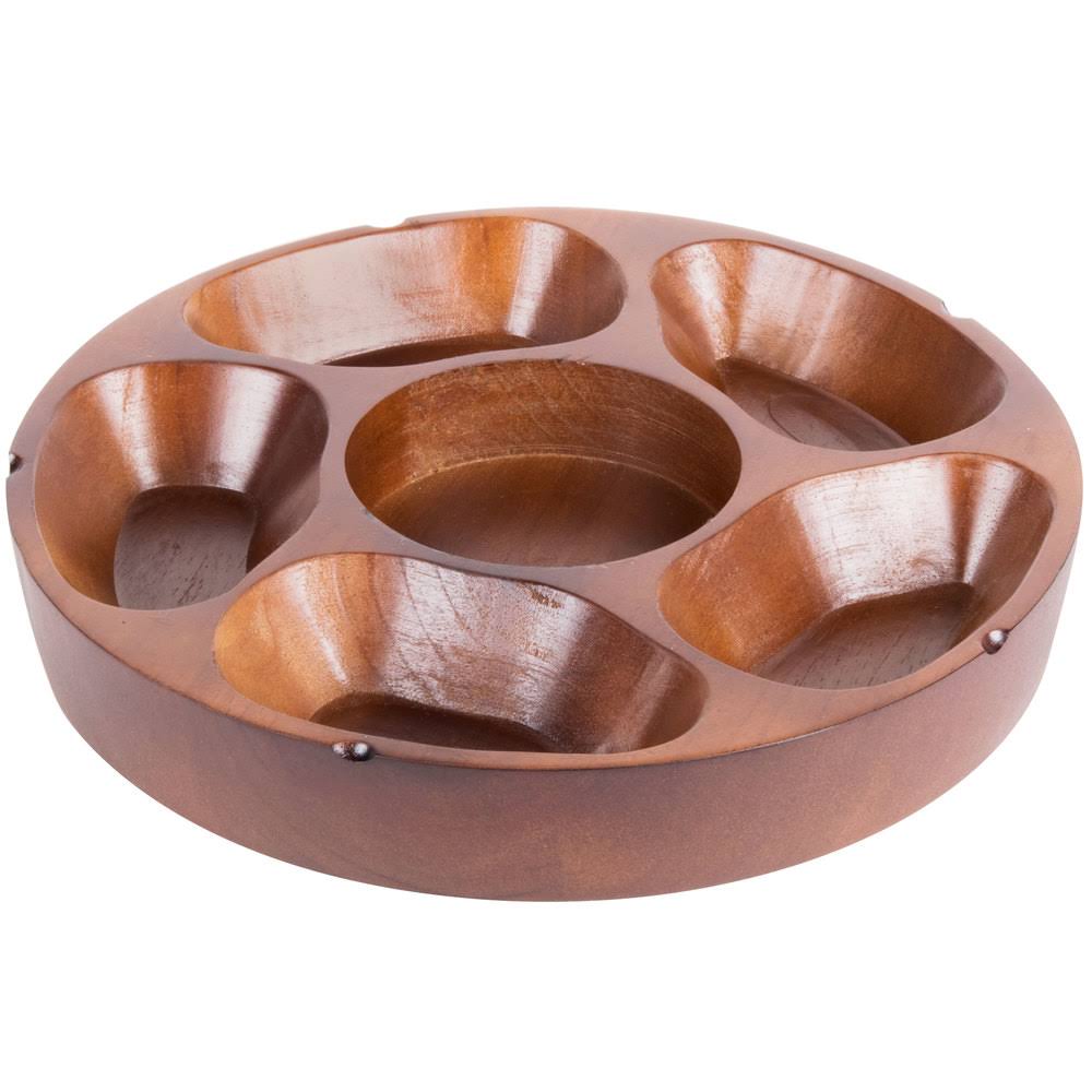 6 Compartment Carved Wooden Appetizer Platter P1953