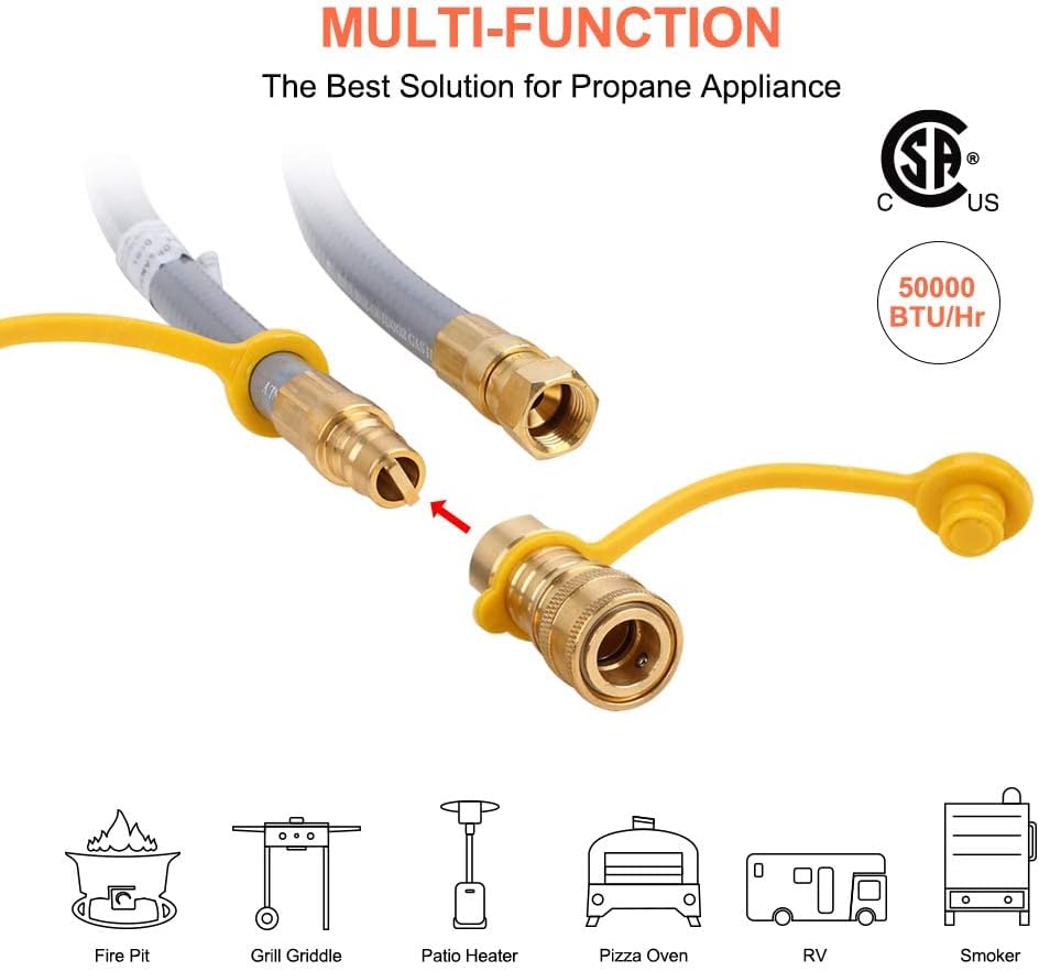 24 Feet 3/8 Inch Natural Gas Grill Hose with Quick Connect Y992