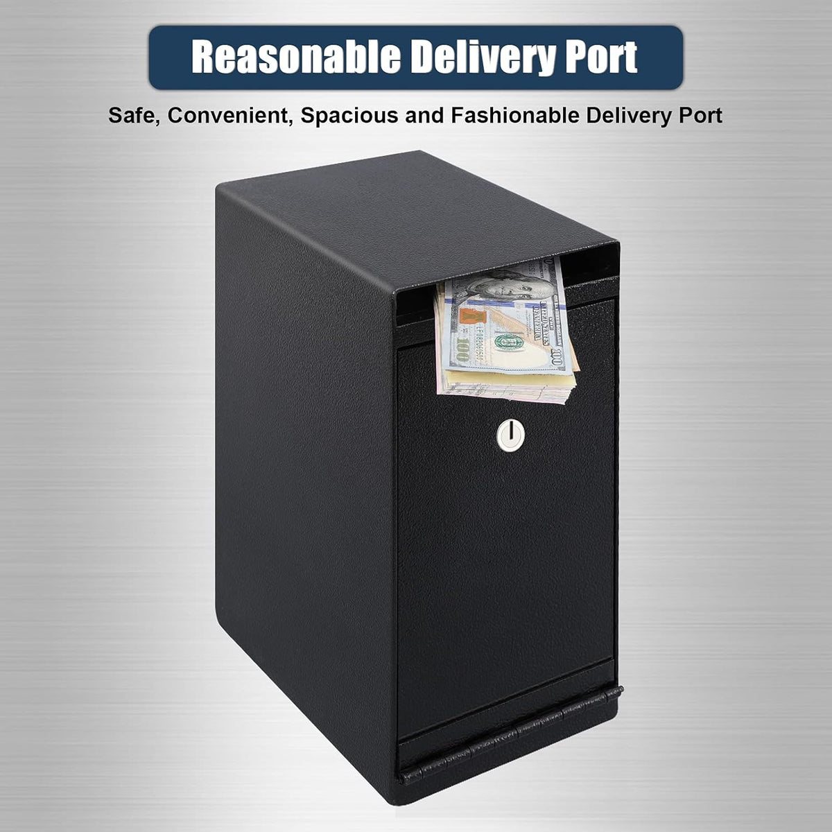Dual Key Lock Anti-theft Drop Slot Steel Safe, Matte Black G57002