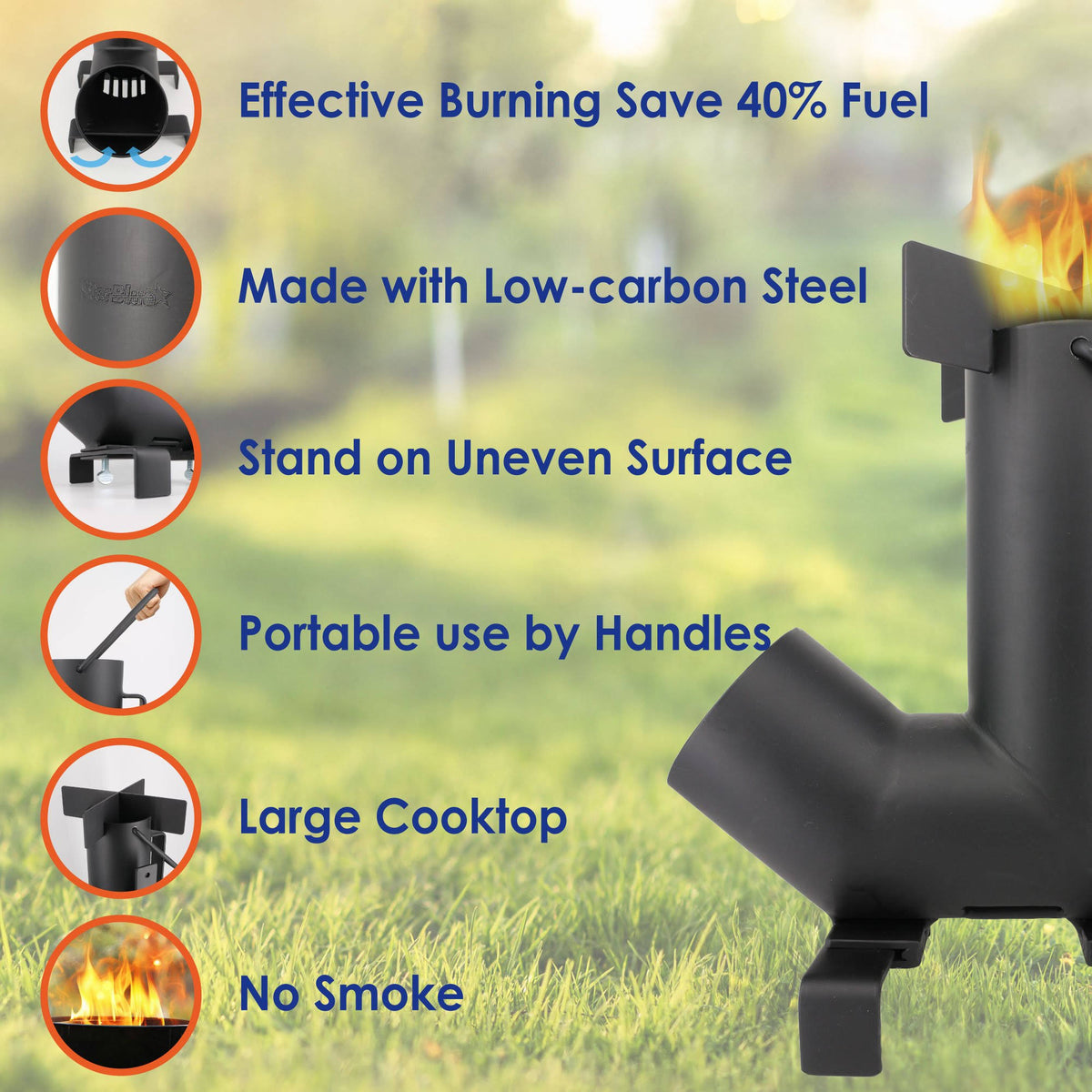 Camping Rocket Stove with Carrying Bag K7684