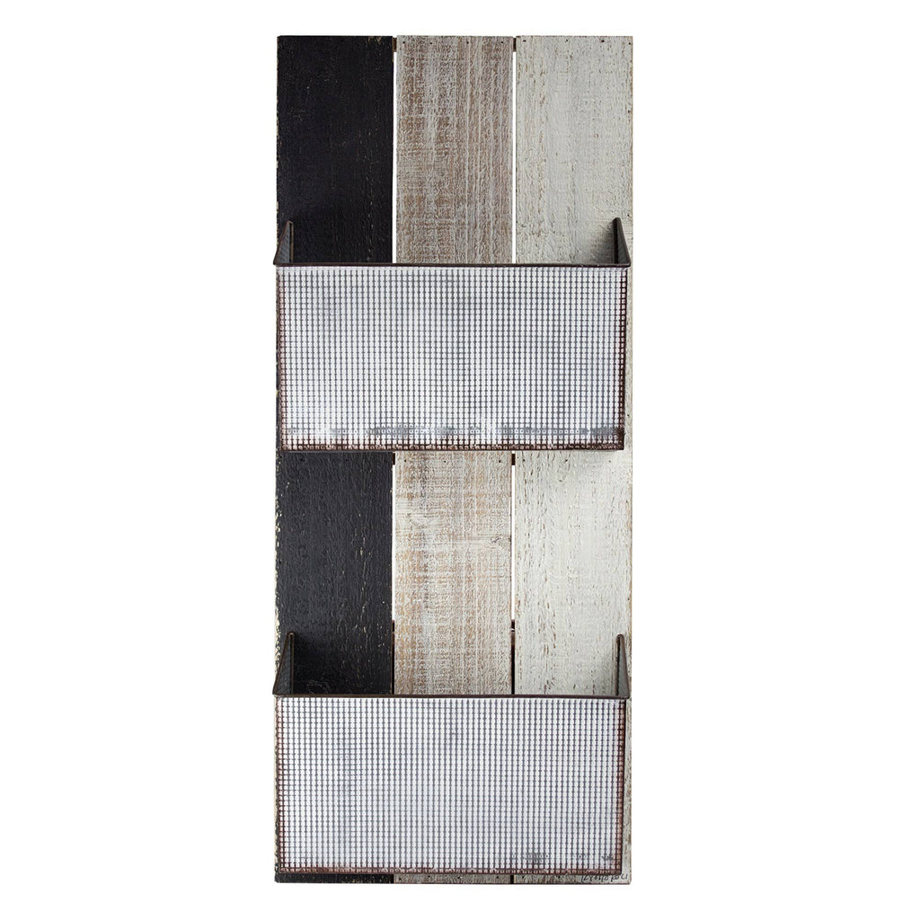 Wood and Metal Wall Hanging Magazine Rack E776574