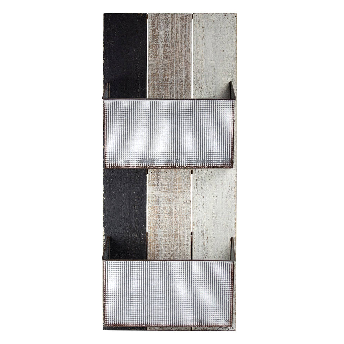 Wood and Metal Wall Hanging Magazine Rack E776574