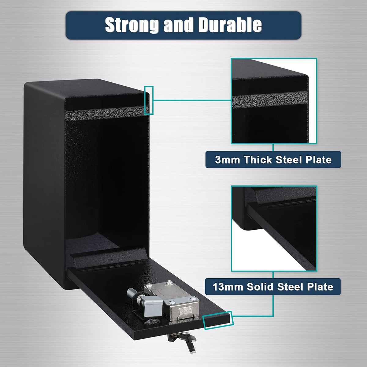 Dual Key Lock Anti-theft Drop Slot Steel Safe, Matte Black G57002