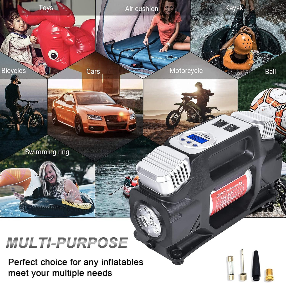 Portable Heavy Duty 12V Air Compressor with Digital Gauge N8443