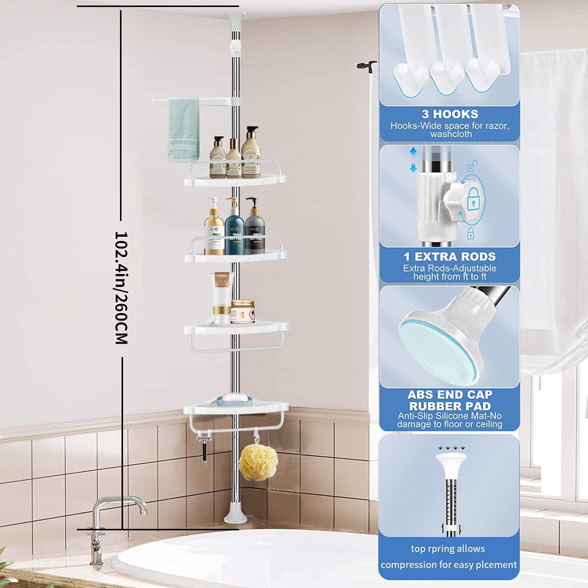 4 Tier Adjustable Shower Caddy L2023