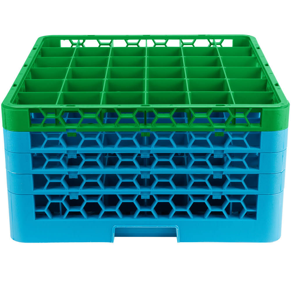 36 Compartment Green Glass Rack with 4 Extenders N5701