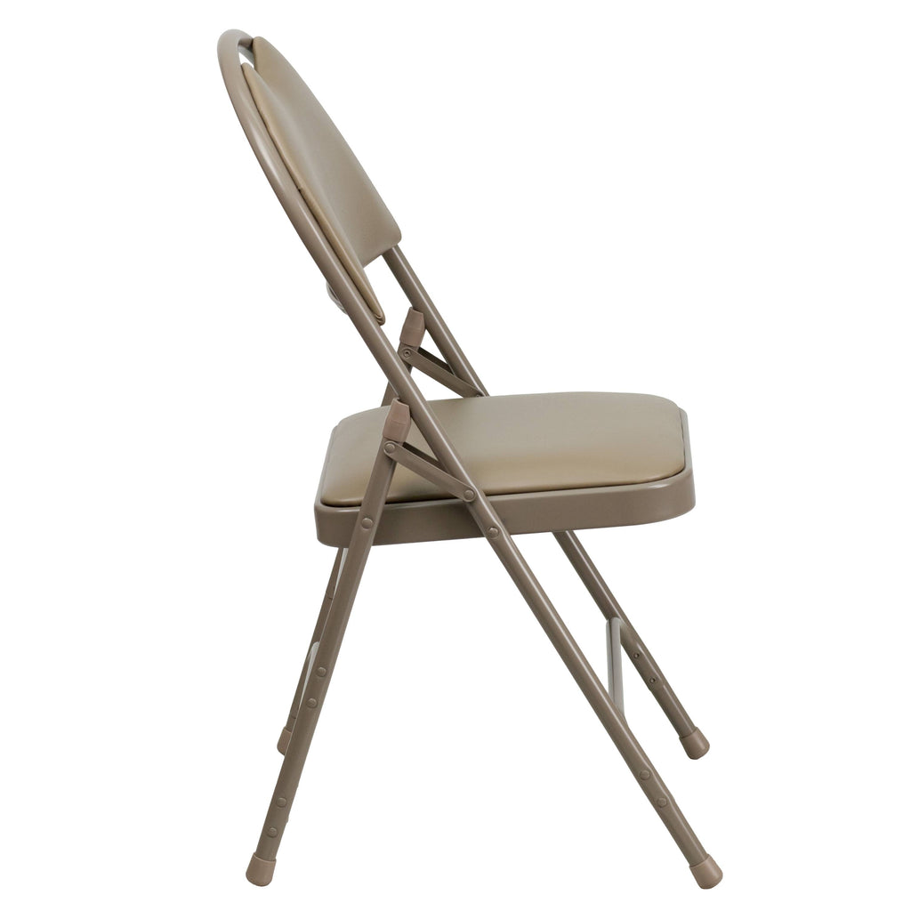 Beige Vinyl Metal Folding Chair O513950