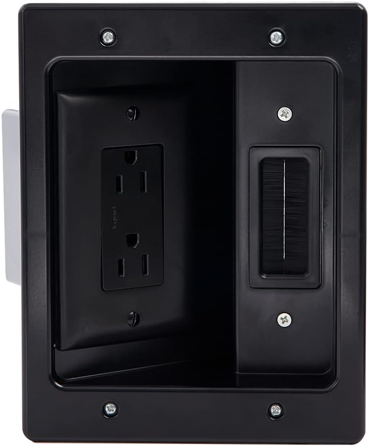 White Recessed In Wall TV Power Kit with USB V216
