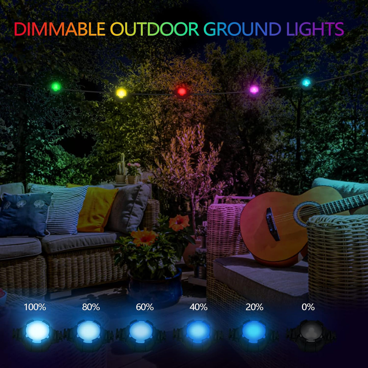 LED Outdoor Ground Lights 42ft 16 Pack IP67 Waterproof E119933