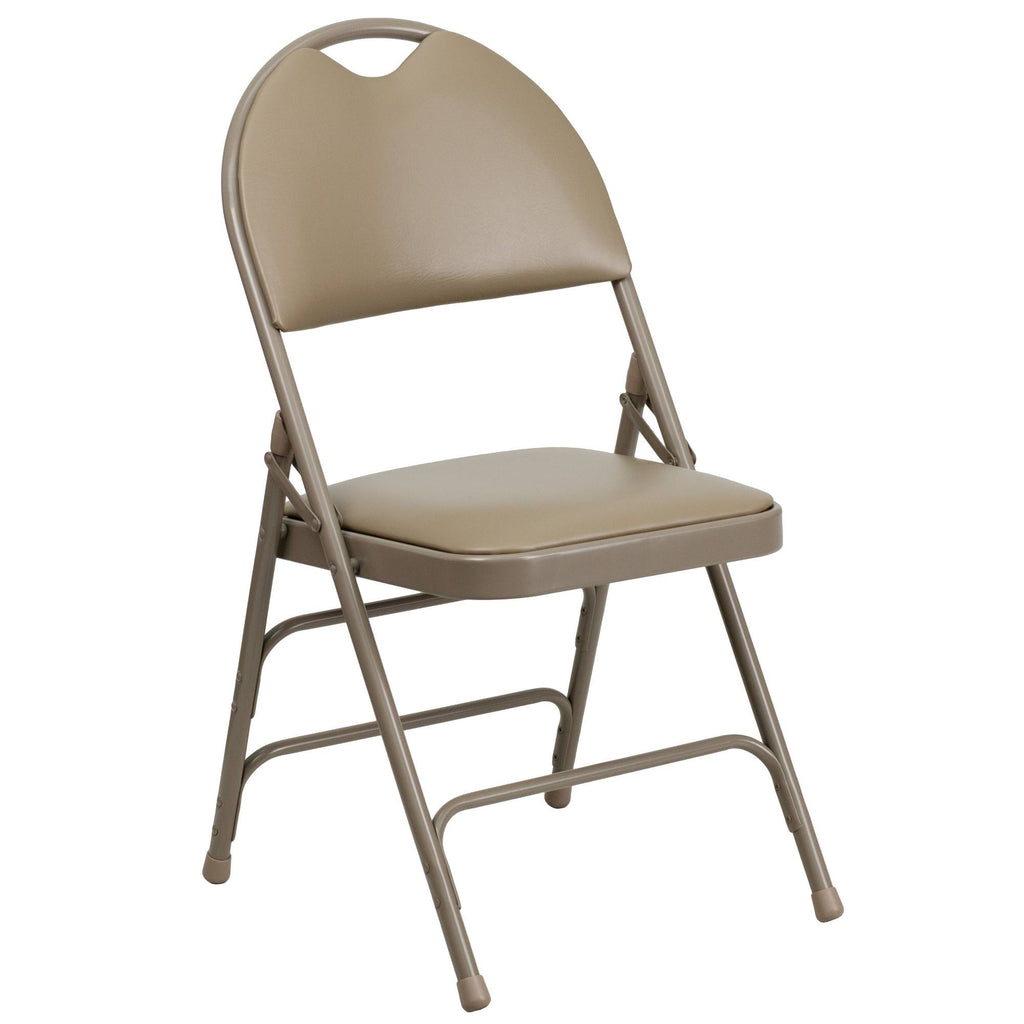 Beige Vinyl Metal Folding Chair O513950