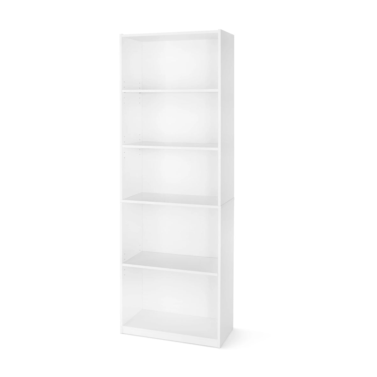 White 5-Shelf Bookcase with Adjustable Shelves Q19925