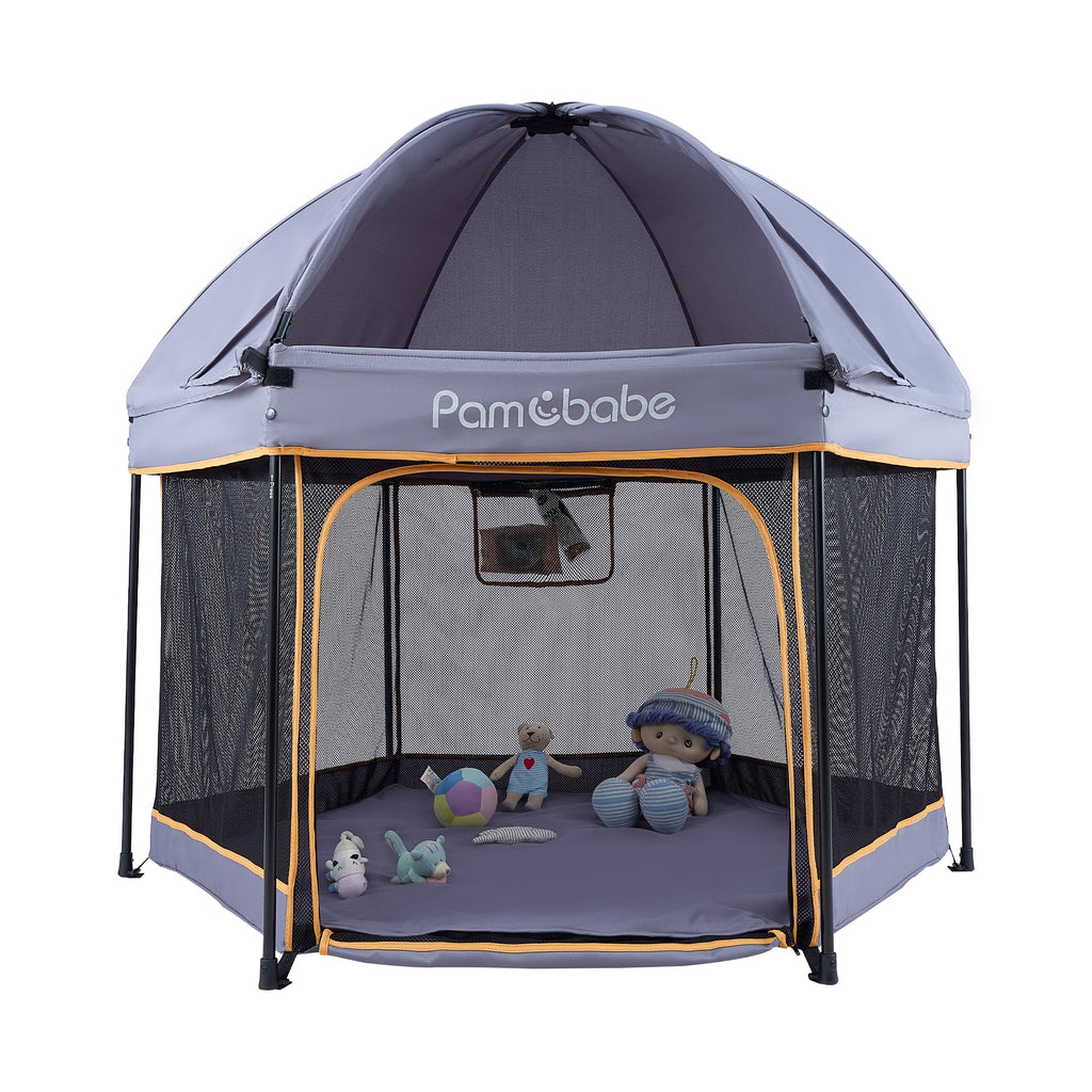 Blue Portable Lightweight Baby Playpen with Canopy and Travel Bag E565