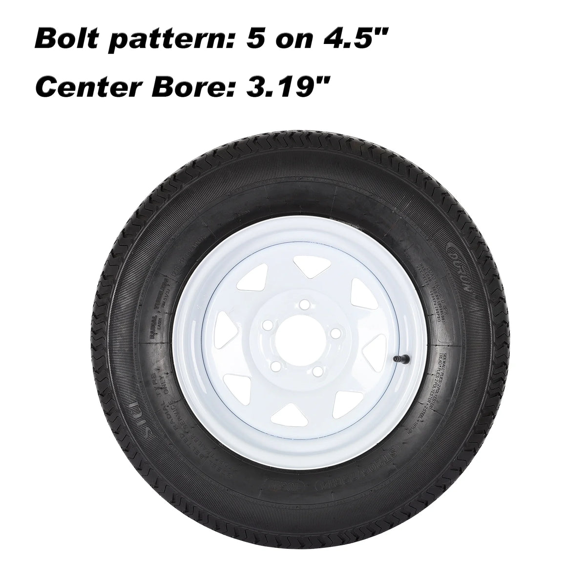 ST205/75R14 Trailer Tire with 14 White Wheel Set of 2 J86384